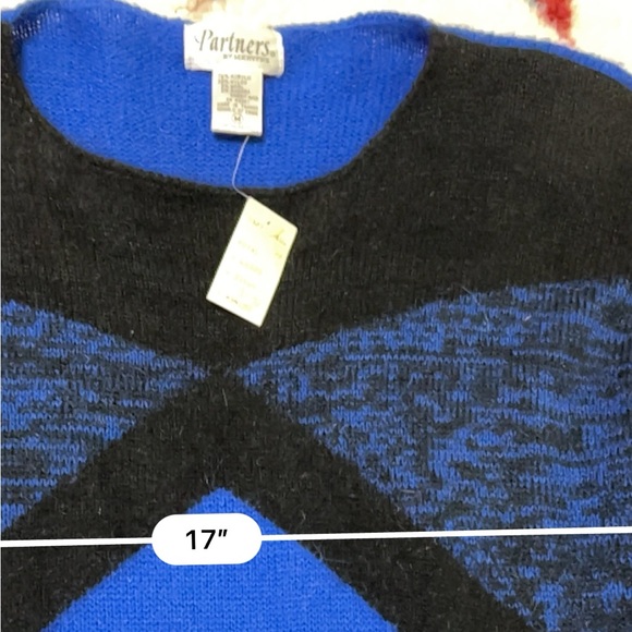 NWT Vintage Sweater Dress M Blue Black Angora Wool Blend - Picture 7 of 9
